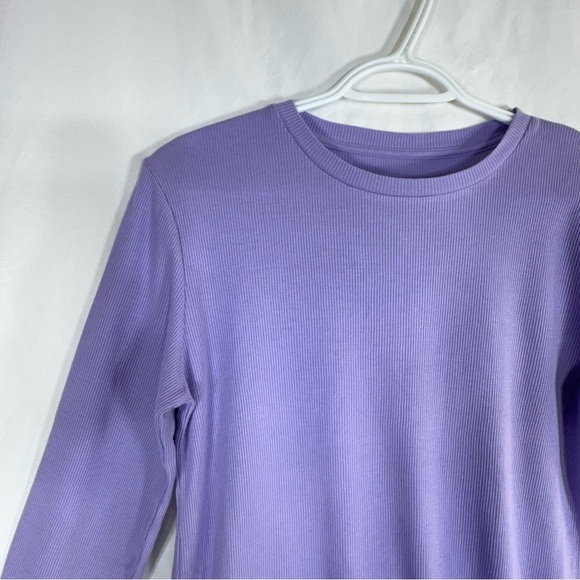 Thereabouts Girl’s Ribbed Ruffles Edge Long Sleeve Lavender Top - Picture 2 of 4